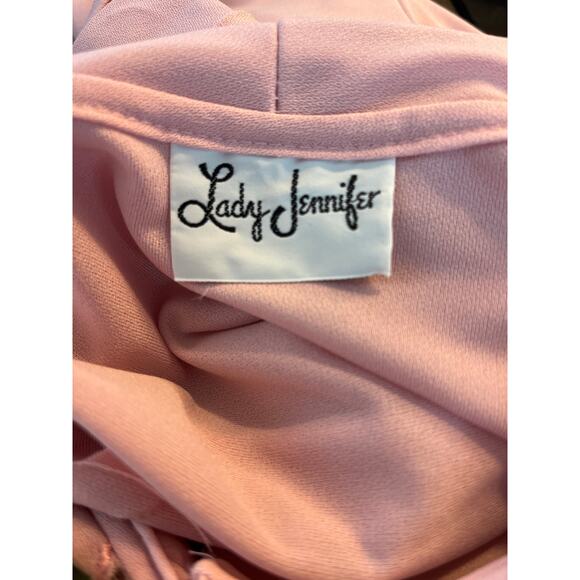 Vintage Lady Jennifer Pink Pleated Dress with Belt Long Sleeve Midi Size READ - Picture 6 of 8